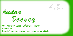 andor decsey business card