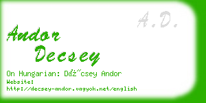 andor decsey business card